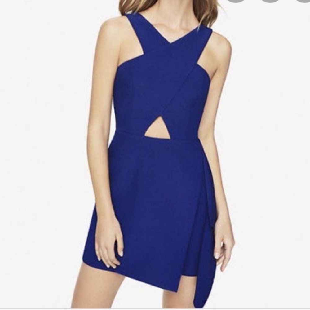 BCBGMaxazria Blue Qyun Cutout Dress